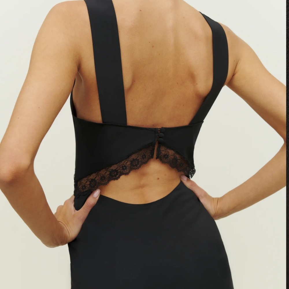 Reformation Provence Silk Dress Black